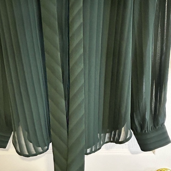 Ann Taylor Women’s Forest Green Button-down Collared Blouse w/ Neck Belt Sz. XS - Picture 4 of 10